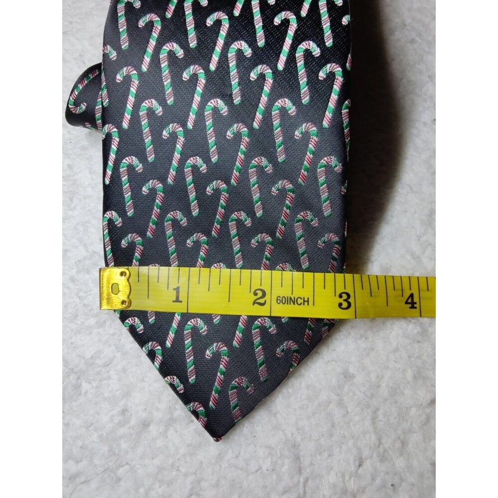 Holiday Traditions Candy Cane Print Black Tie‎ NWT